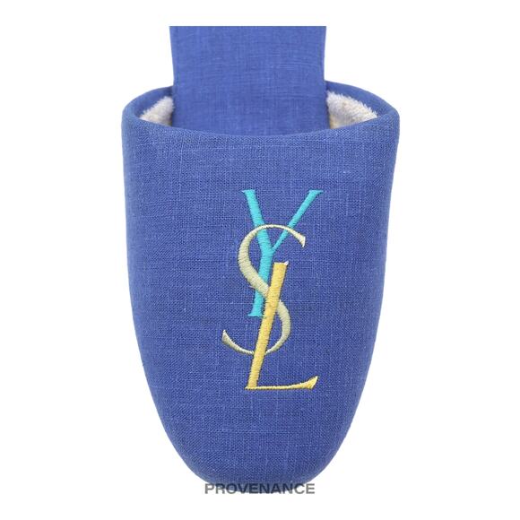 🔴 Yves Saint Laurent YSL Logo Slipper - Blue Canvas - Picture 5 of 6